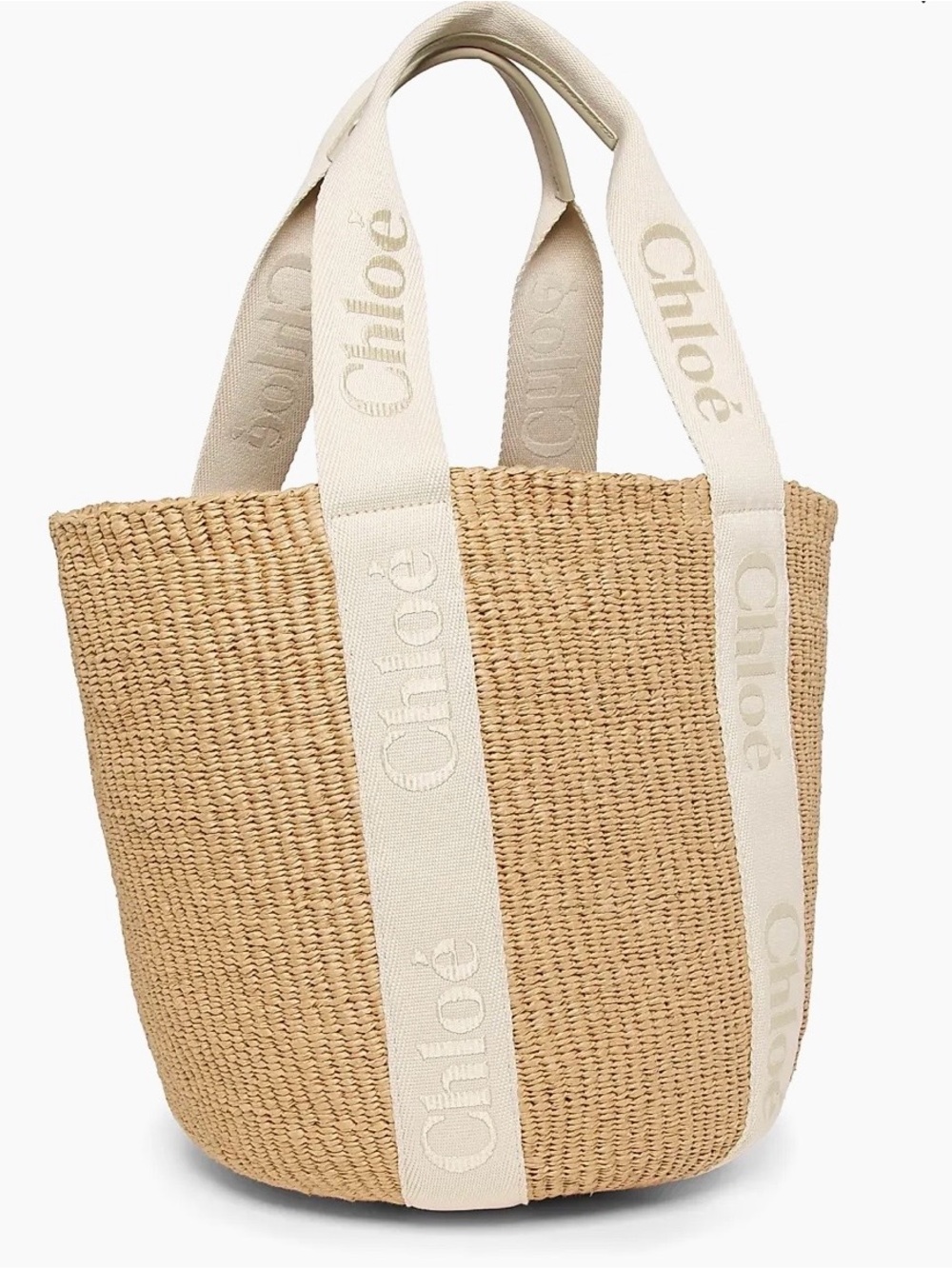 Chloé Natural Straw Tote with Cream Logo Straps - Picture 4 of 6